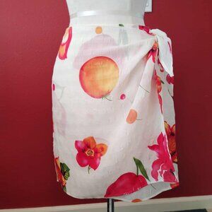 Patricia Jones USA Women's Skirt Bright Floral Tropical  Faux Wrap Size 8P